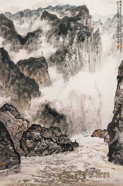 黄纯尧 峡江图 立轴 103×68cm